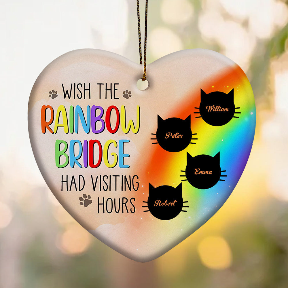 Personalized Heart Cat Ornament Wish The Rainbow Bridge Had Visiting Hours Ornament for Cat Memorial Gift