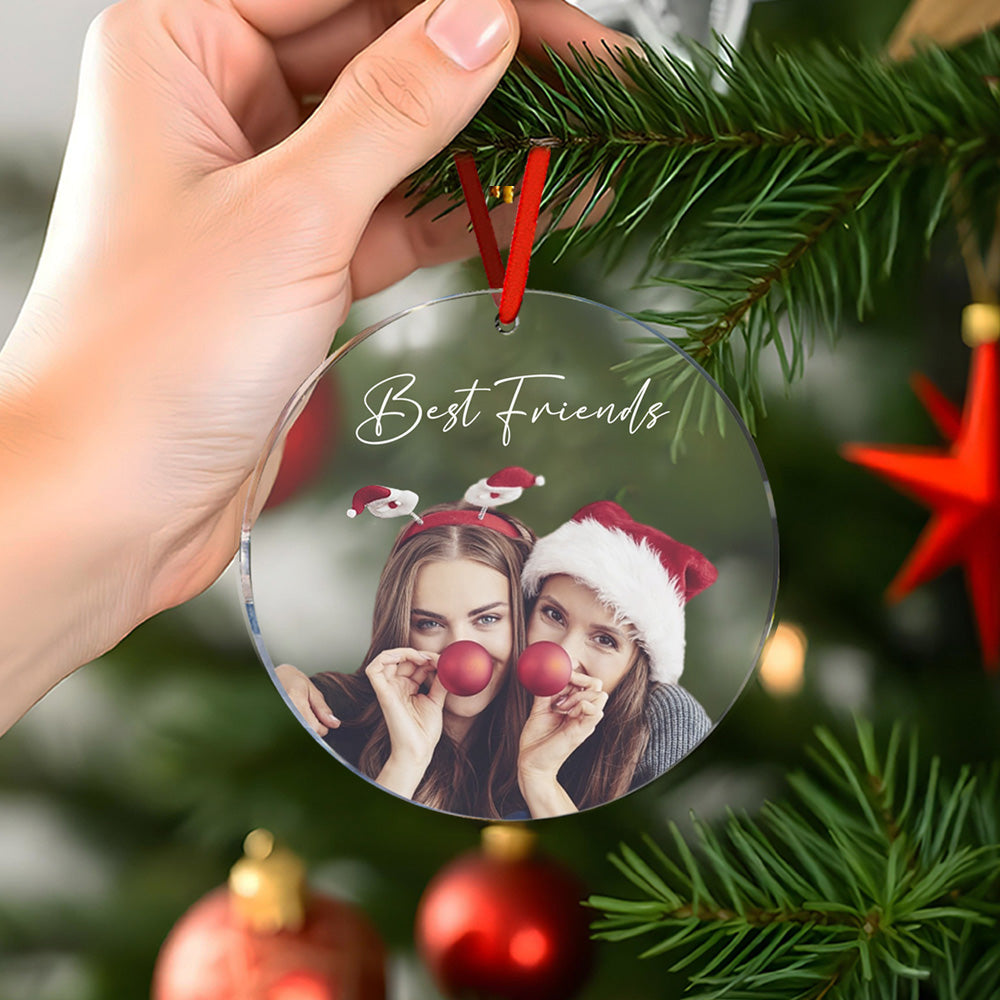 Personalized Photo Christmas Ornament with Text Christmas Gifts for Friends or Family