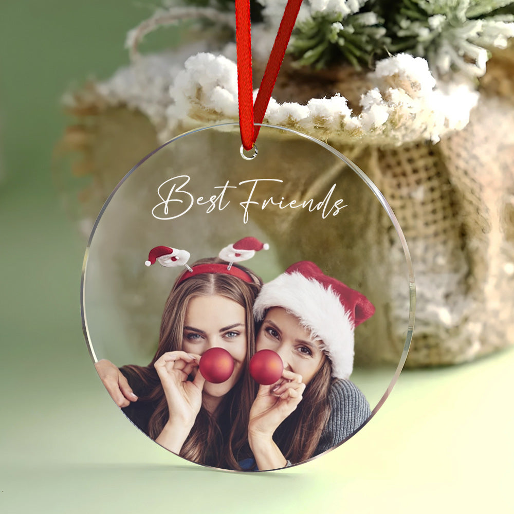 Personalized Photo Christmas Ornament with Text Christmas Gifts for Friends or Family