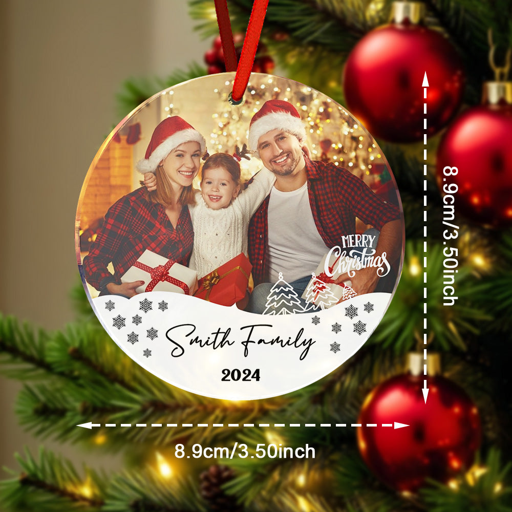 Personalized Photo Christmas Ornament with Family Name Christmas Ornament Gifts for Family