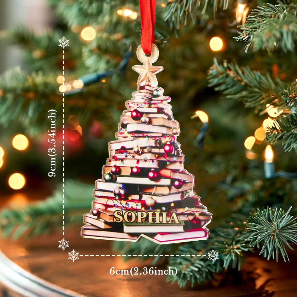 Personalized Christmas Book Tree Name Ornament Christmas Decoration Gift for Book Lover