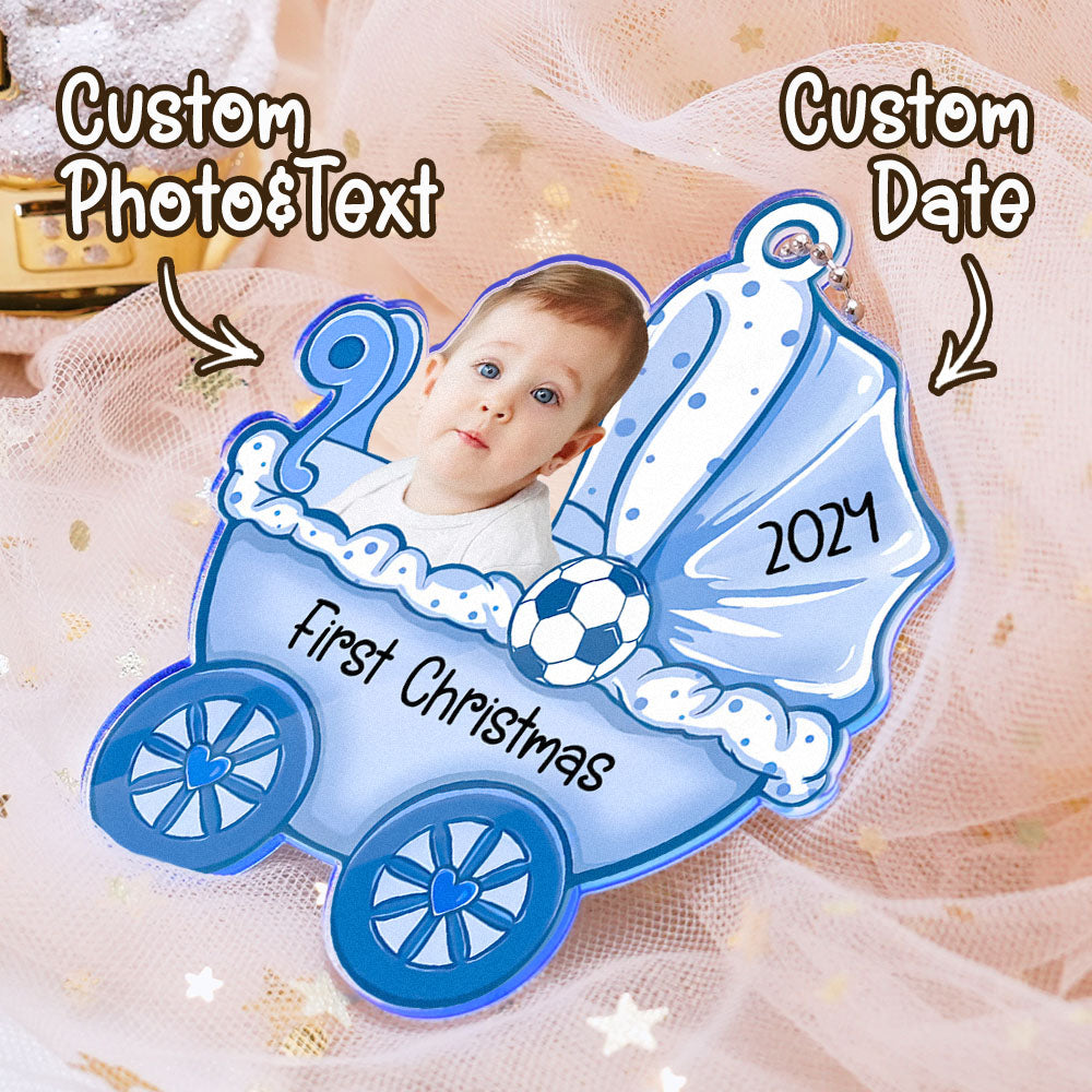 Personalized Baby's Carriage Ornament Photo Christmas Ornament Gift for Baby