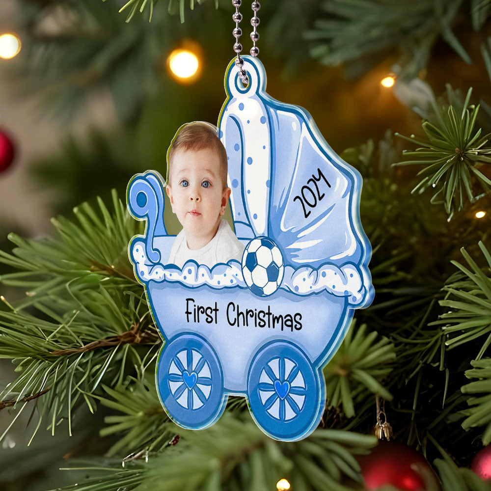 Personalized Baby's Carriage Ornament Photo Christmas Ornament Gift for Baby