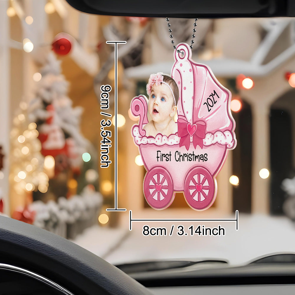 Personalized Baby's Carriage Ornament Photo Christmas Ornament Gift for Baby