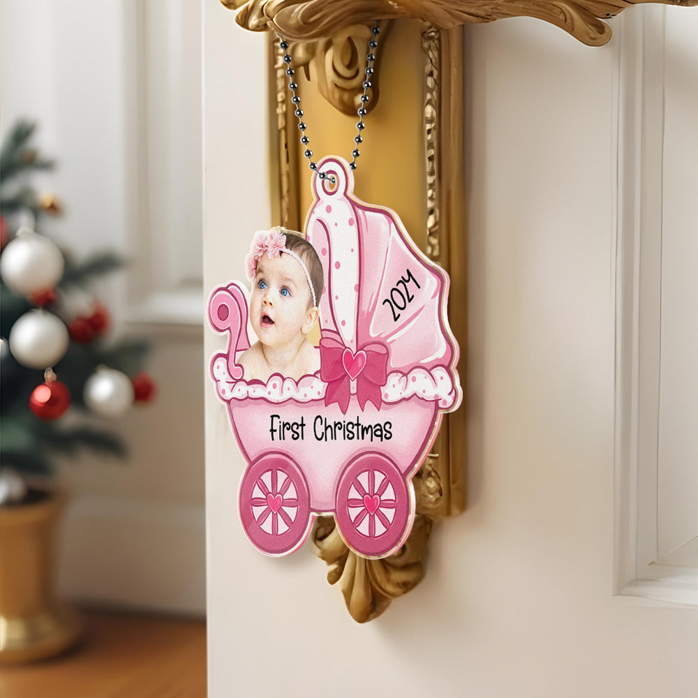 Personalized Baby's Carriage Ornament Photo Christmas Ornament Gift for Baby