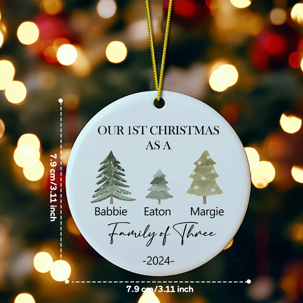 Personalized Baby's First Christmas Ornament Family of Three Christmas Ornament for Christmas Gift