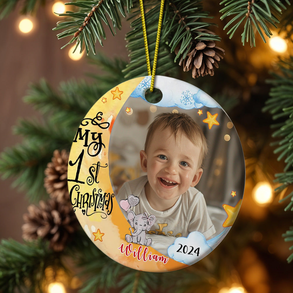 Personalized Baby's First Christmas Ornament Cute Elephant Christmas Ornament Gift for Kid