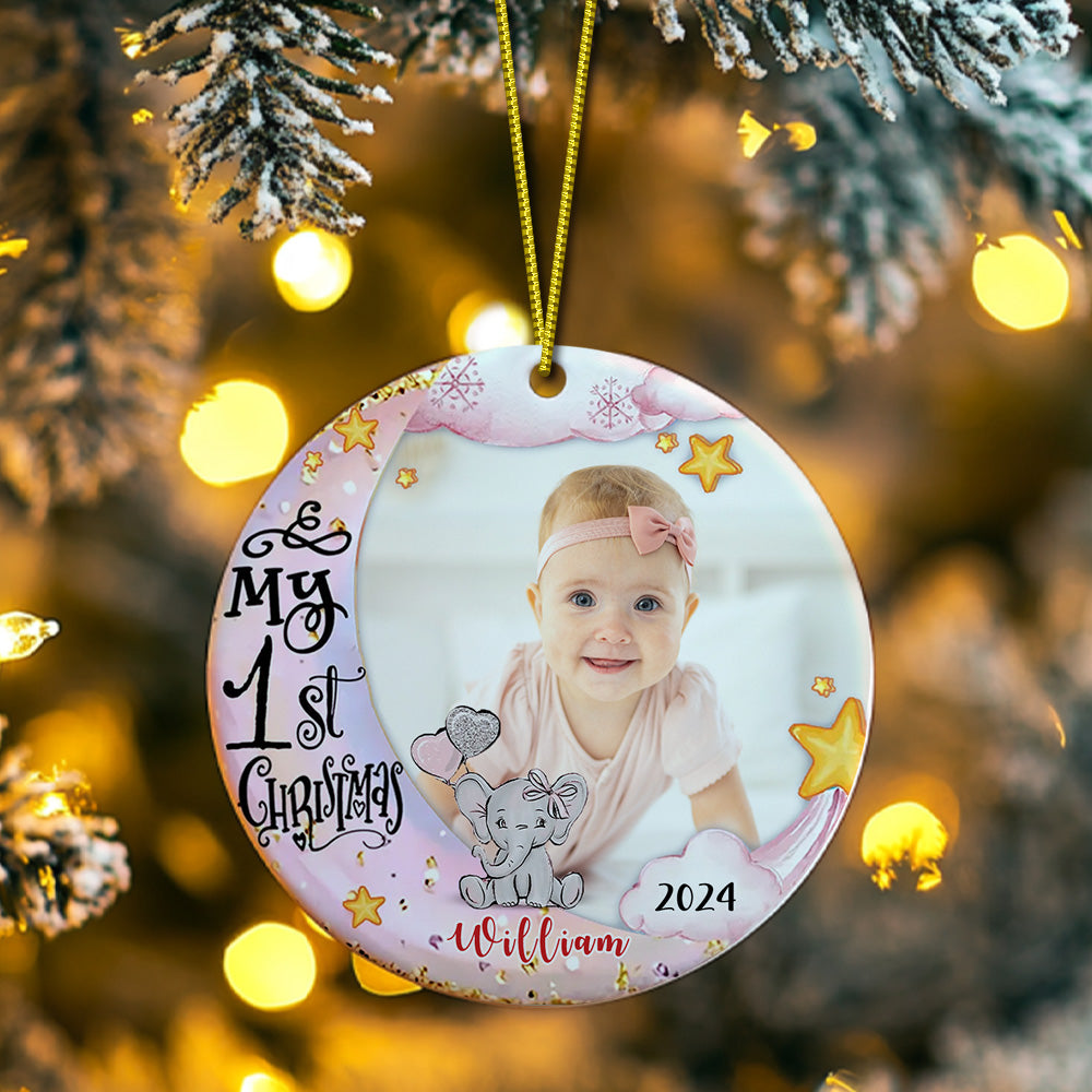 Personalized Baby's First Christmas Ornament Cute Elephant Christmas Ornament Gift for Kid