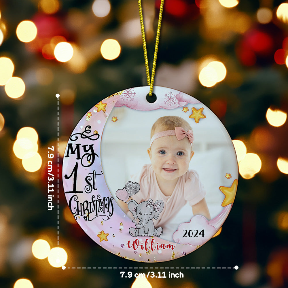 Personalized Baby's First Christmas Ornament Cute Elephant Christmas Ornament Gift for Kid