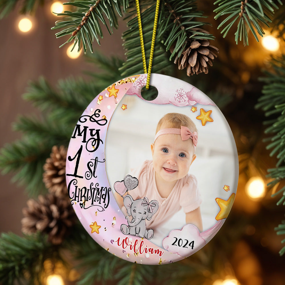 Personalized Baby's First Christmas Ornament Cute Elephant Christmas Ornament Gift for Kid