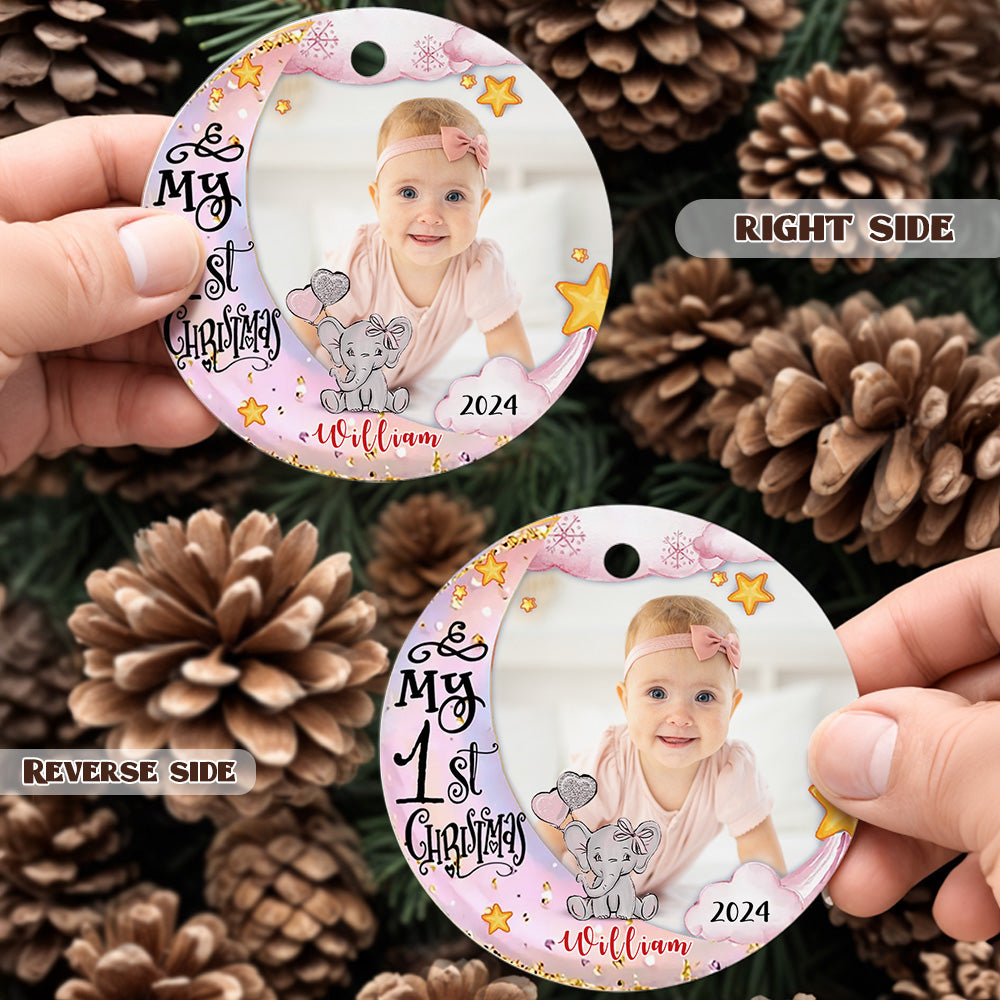 Personalized Baby's First Christmas Ornament Cute Elephant Christmas Ornament Gift for Kid