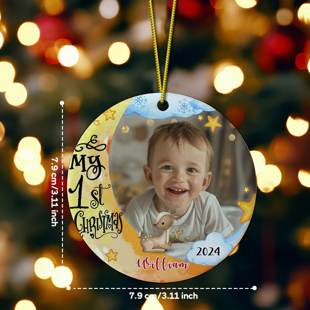 Personalized First Christmas Ornament with Photo Animal Christmas Ornament Gift for Baby