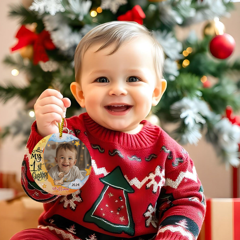 Personalized First Christmas Ornament with Photo Animal Christmas Ornament Gift for Baby