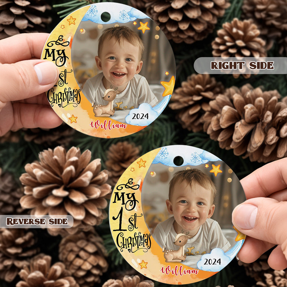 Personalized First Christmas Ornament with Photo Animal Christmas Ornament Gift for Baby