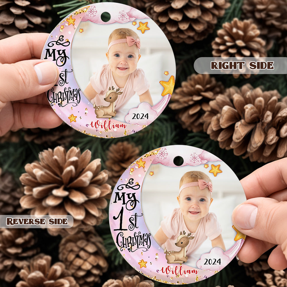 Personalized First Christmas Ornament with Photo Animal Christmas Ornament Gift for Baby