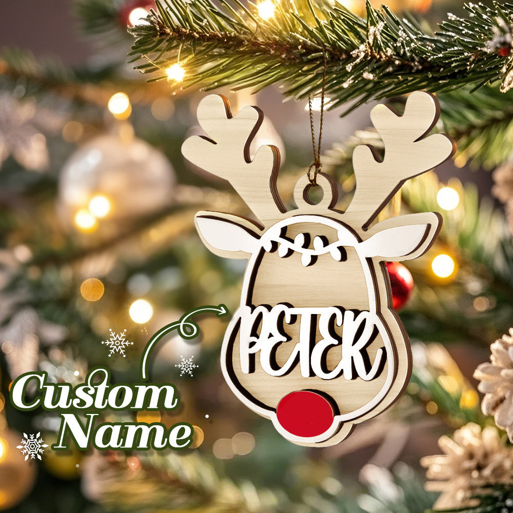 Personalized Reindeer Ornament with Name Christmas Tree Decorations Gift