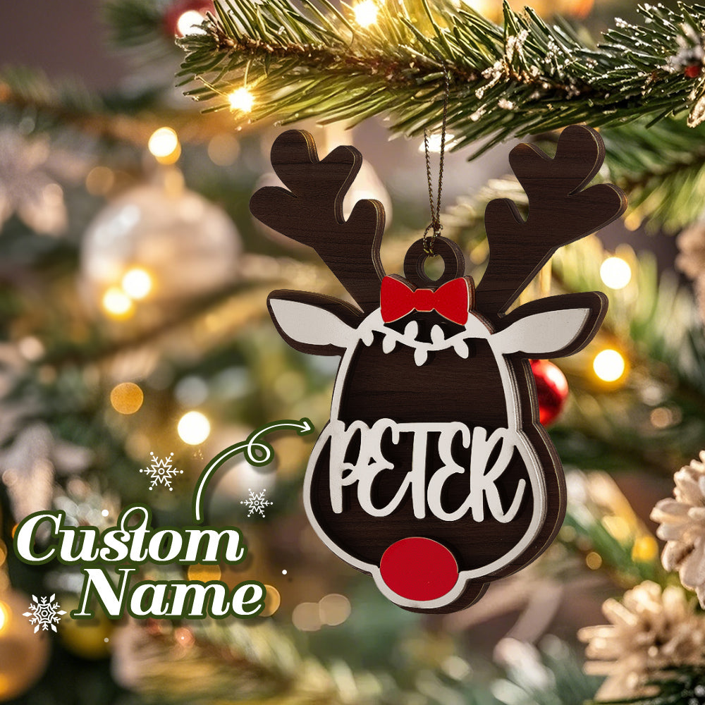 Personalized Reindeer Ornament with Name Christmas Tree Decorations Gift