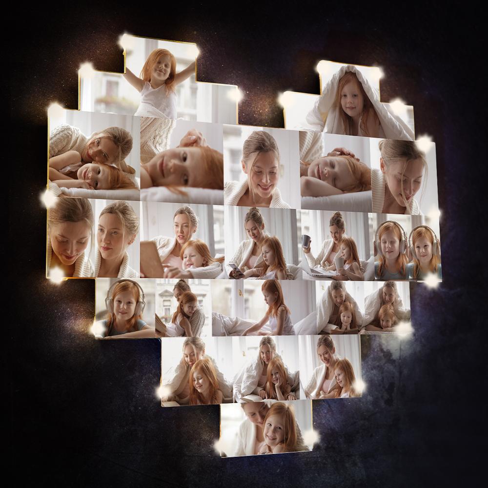 Custom Heart Collage Photo Lamp Customized Photo Wall Art Decor Album