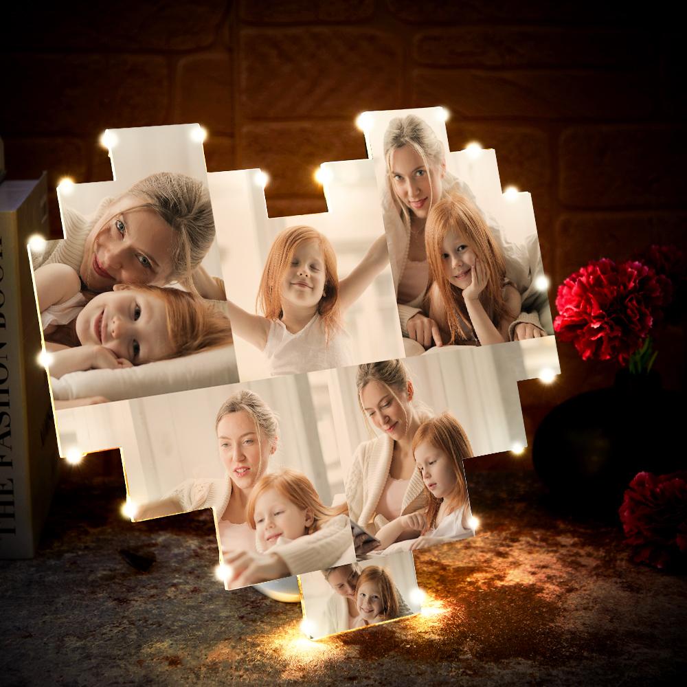 Custom Heart Collage Photo Lamp Customized Photo Wall Art Decor Album