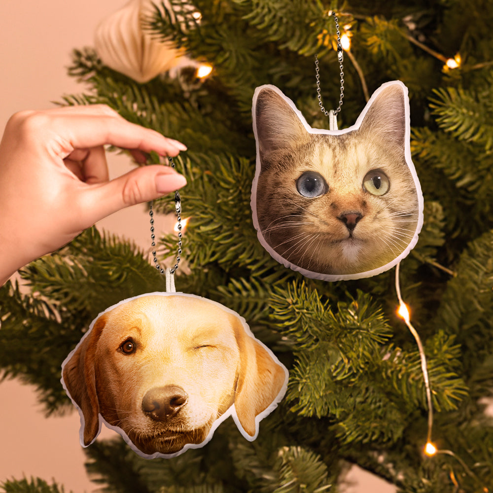 Custom Pet Face Mini Plush Hanging Ornaments with Voice Decorations for Christmas Gifts