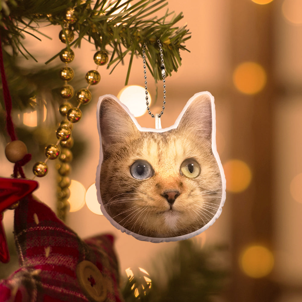 Custom Pet Face Mini Plush Hanging Ornaments with Voice Decorations for Christmas Gifts