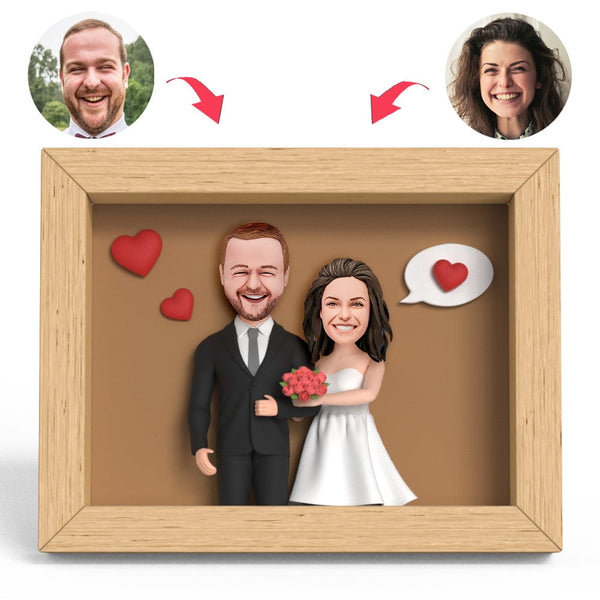 Anniversary Gifts Wedding Love Dialog Clay Figure Frame Gifts