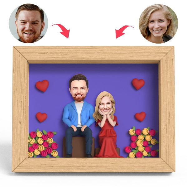 Anniversary Gifts Lovers Sitting Position Clay Figure Frame Gifts