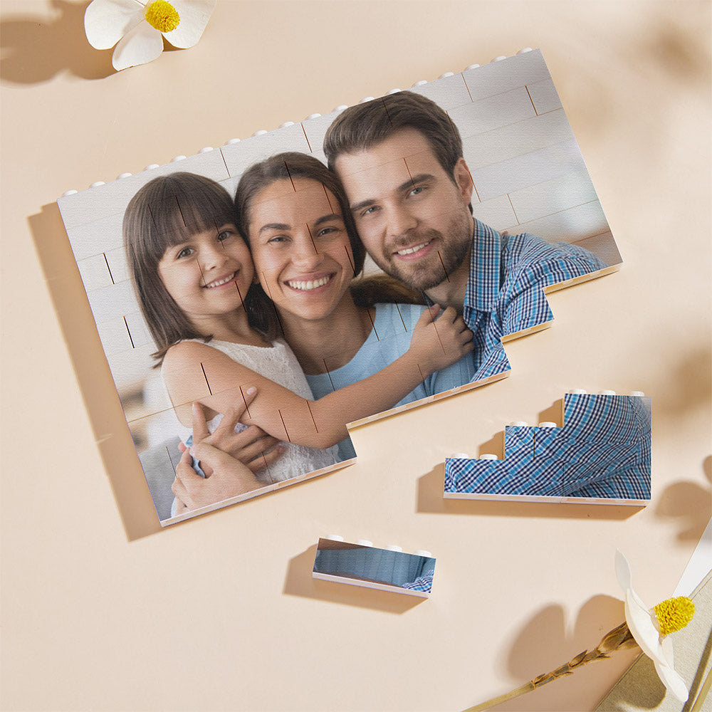 Gifts for Him Personalised Horizontal Building Brick Photo Block Frame