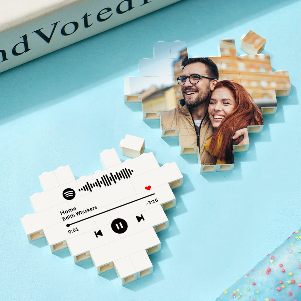 Custom Photo Building Bricks Personalised Printed Heart Block