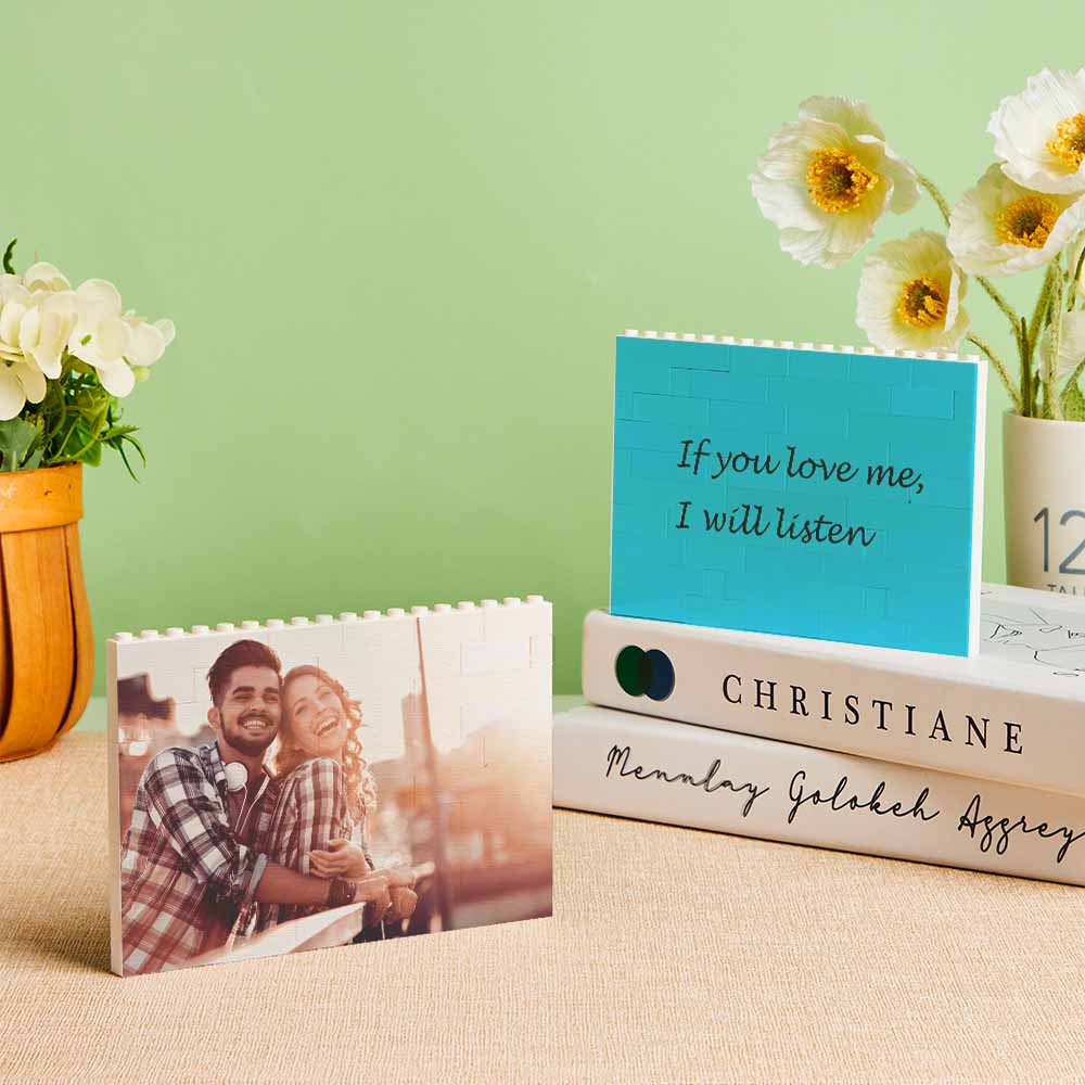 Gifts for Him Personalised Horizontal Building Brick Photo Block Frame