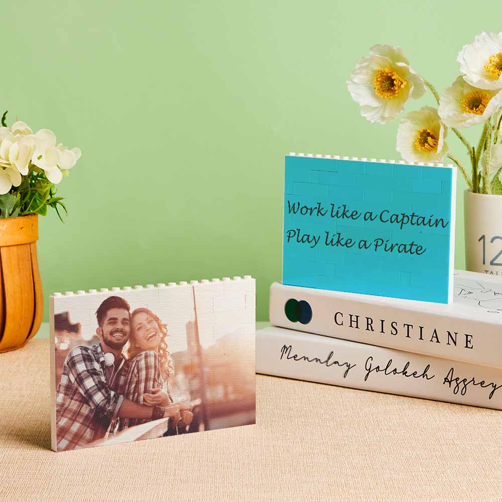 Gifts for Him Personalised Horizontal Building Brick Photo Block Frame