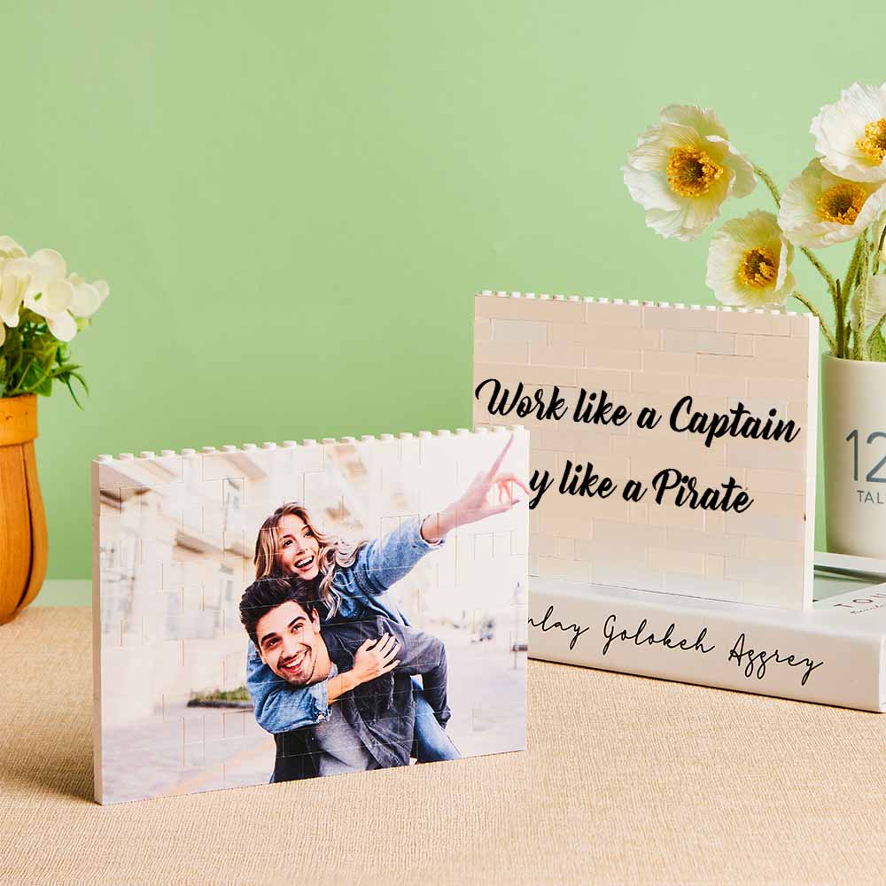 Gifts for Him Personalised Horizontal Building Brick Photo Block Frame