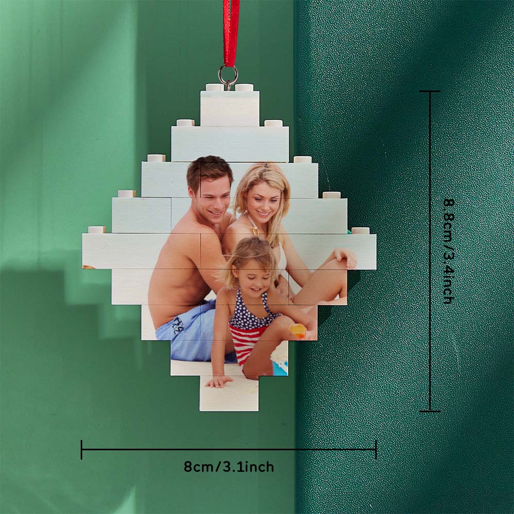 Custom Photo Block Building Bricks Lozenge Shape Christmas Ornament