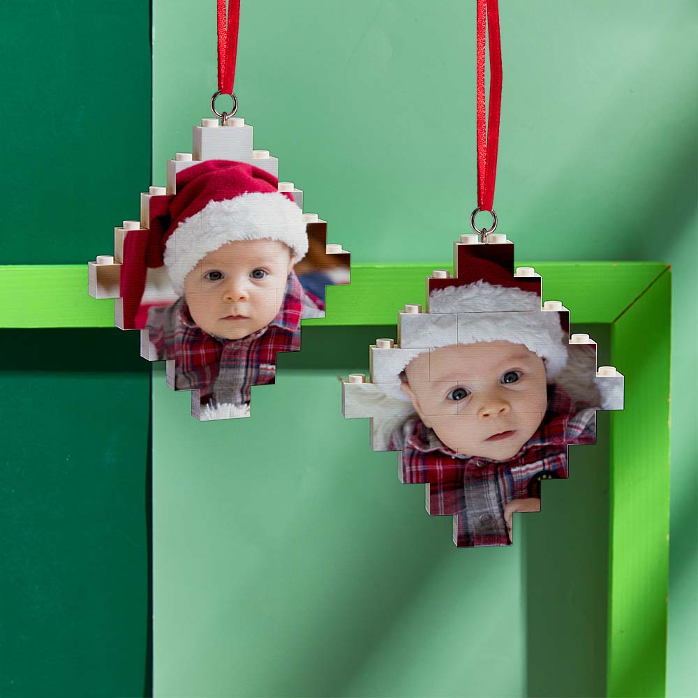 Custom Photo Block Building Bricks Lozenge Shape Christmas Ornament