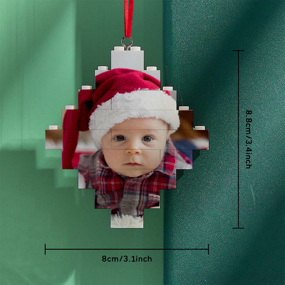 Custom Photo Block Building Bricks Lozenge Shape Christmas Ornament