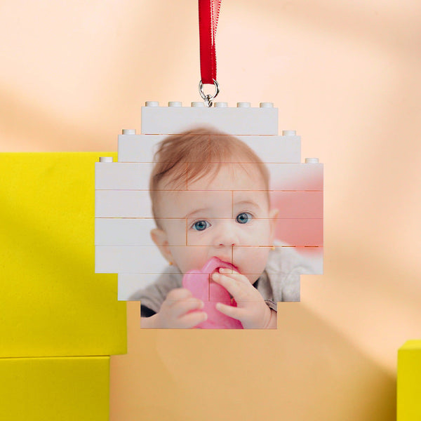 Custom Photo Building Bricks Personalised Block Octagon Shape Christmas Ornaments