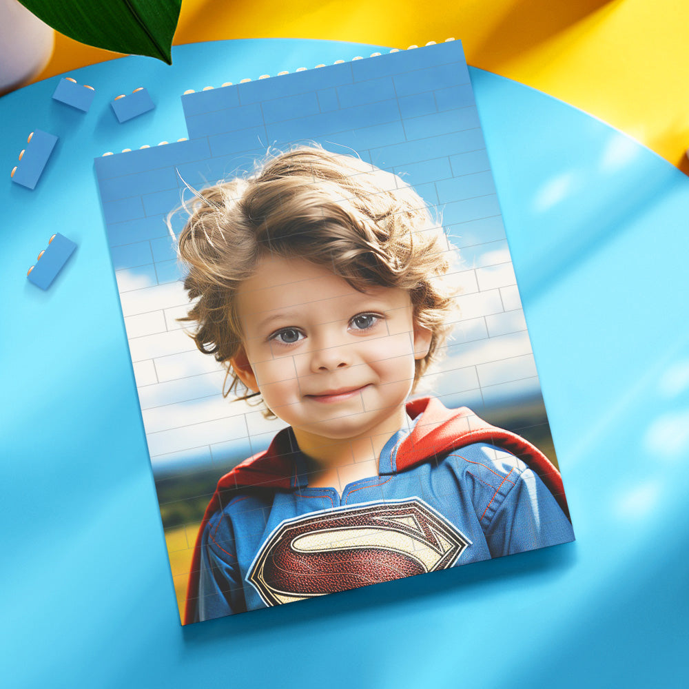 Personalised Brick Rectangle Building Photo Block Custom Face Superman Plaque