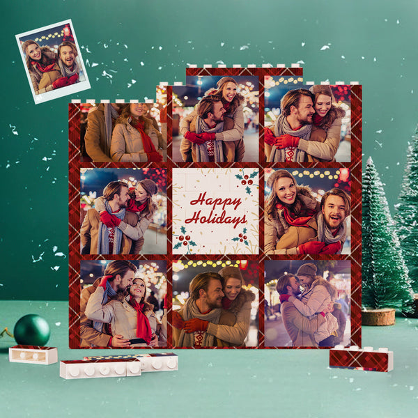 Custom Building Block Puzzle Square Photo Brick Happy Holidays