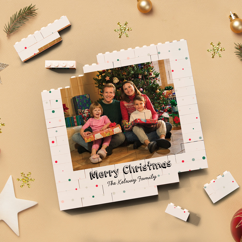 Custom Building Block Puzzle Square Family Photo Brick Merry Christmas