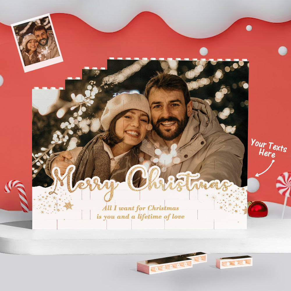 Custom Building Block Puzzle Personalised Horizontal Trio Photo Brick Christmas Gift for Lover