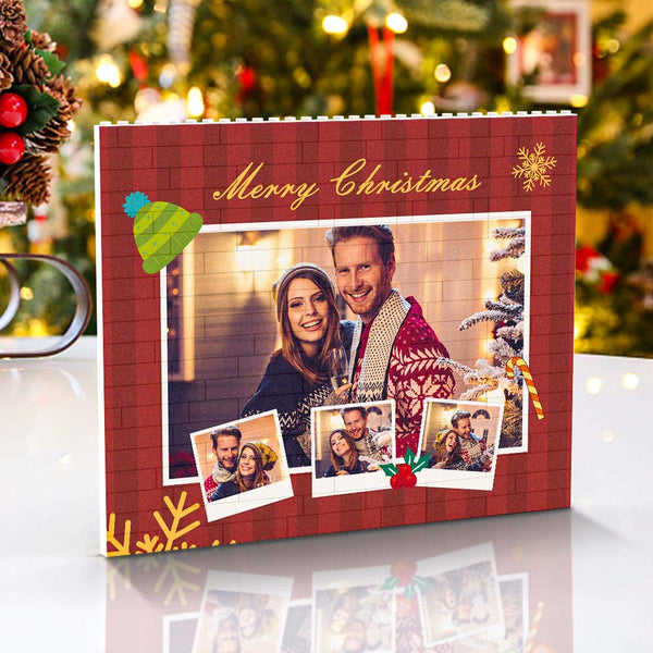 Custom Music Code Personalised Christmas Building Brick Photo Block Frame