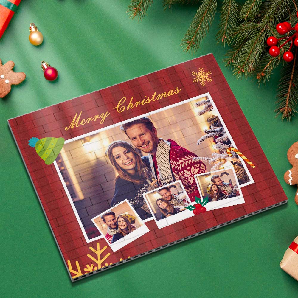 Custom Music Code Personalised Christmas Building Brick Photo Block Frame