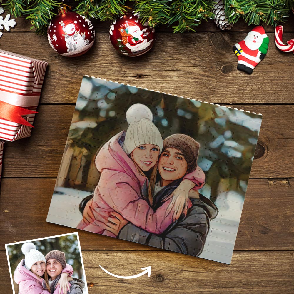 Personalised Building Brick Custom Horizontal Cartoon Photo Block Frame Christmas Gifts