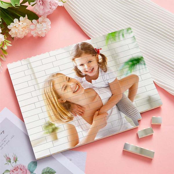 Personalised Horizontal Building Brick Custom Photo Block Mother's Day Gift