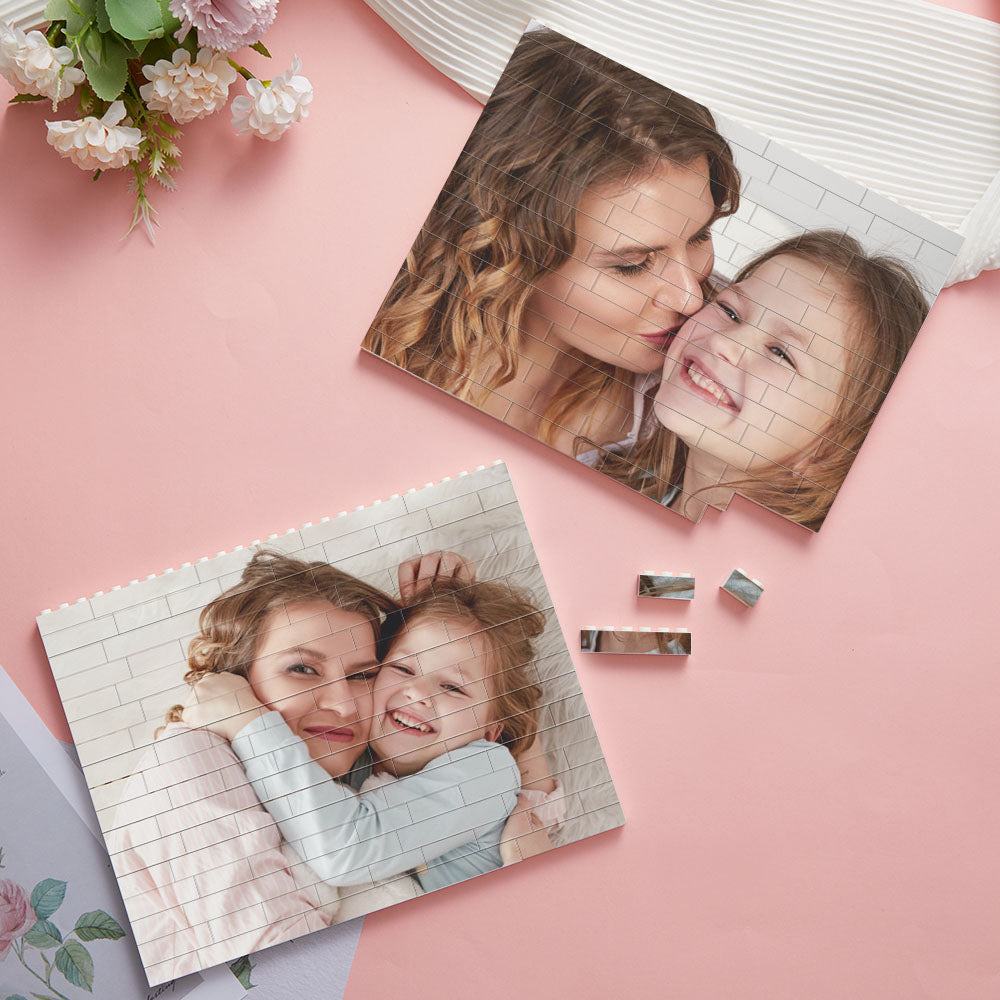 Personalised Horizontal Building Brick Custom Photo Block Mother's Day Gift