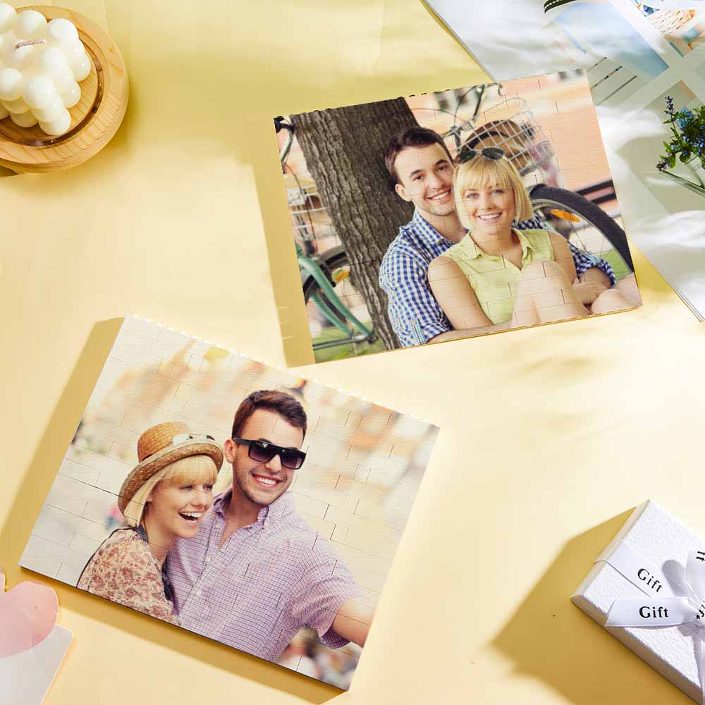 Gifts for Him Personalised Horizontal Building Brick Photo Block Frame