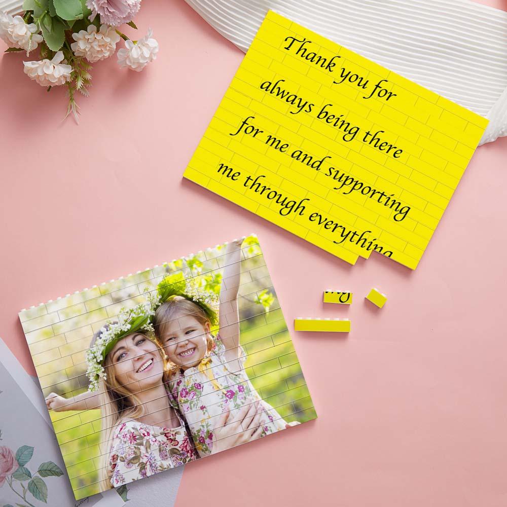 Personalised Horizontal Building Brick Custom Photo Block Mother's Day Gift