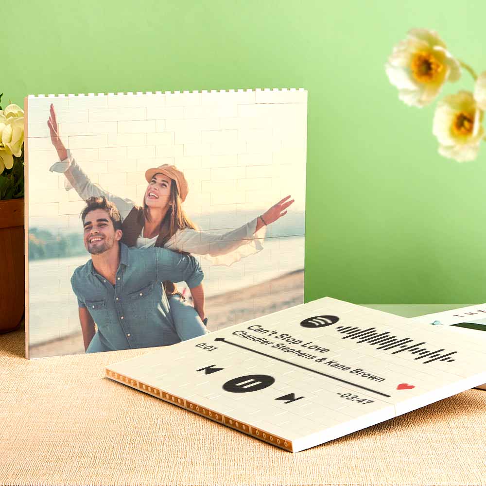 Gifts for Him Personalised Horizontal Building Brick Photo Block Frame