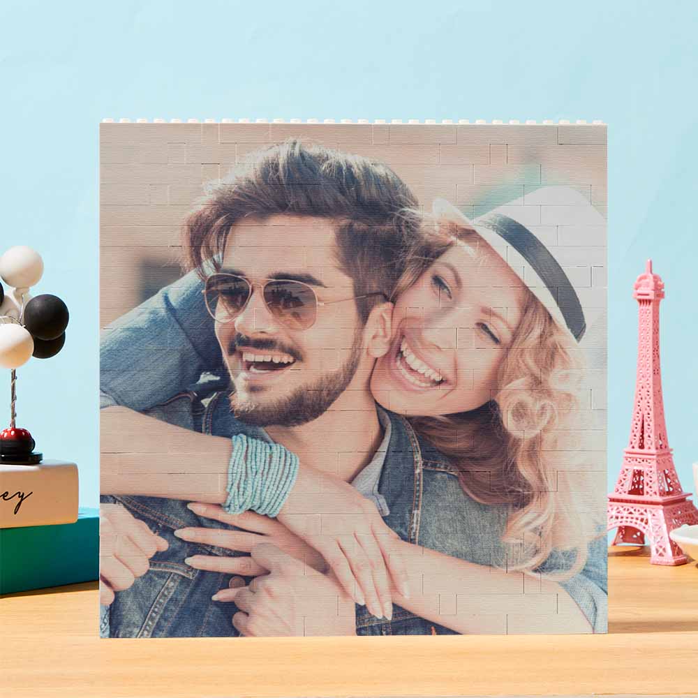 Personalised Building Brick Square Photo Block Spotify Code Custom Text Frame