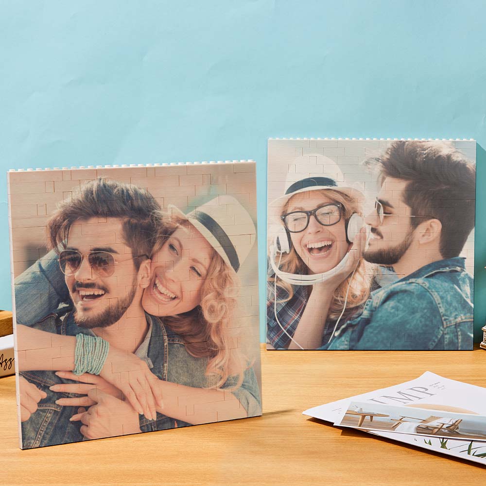 Personalised Building Brick Square Photo Block Spotify Code Custom Text Frame